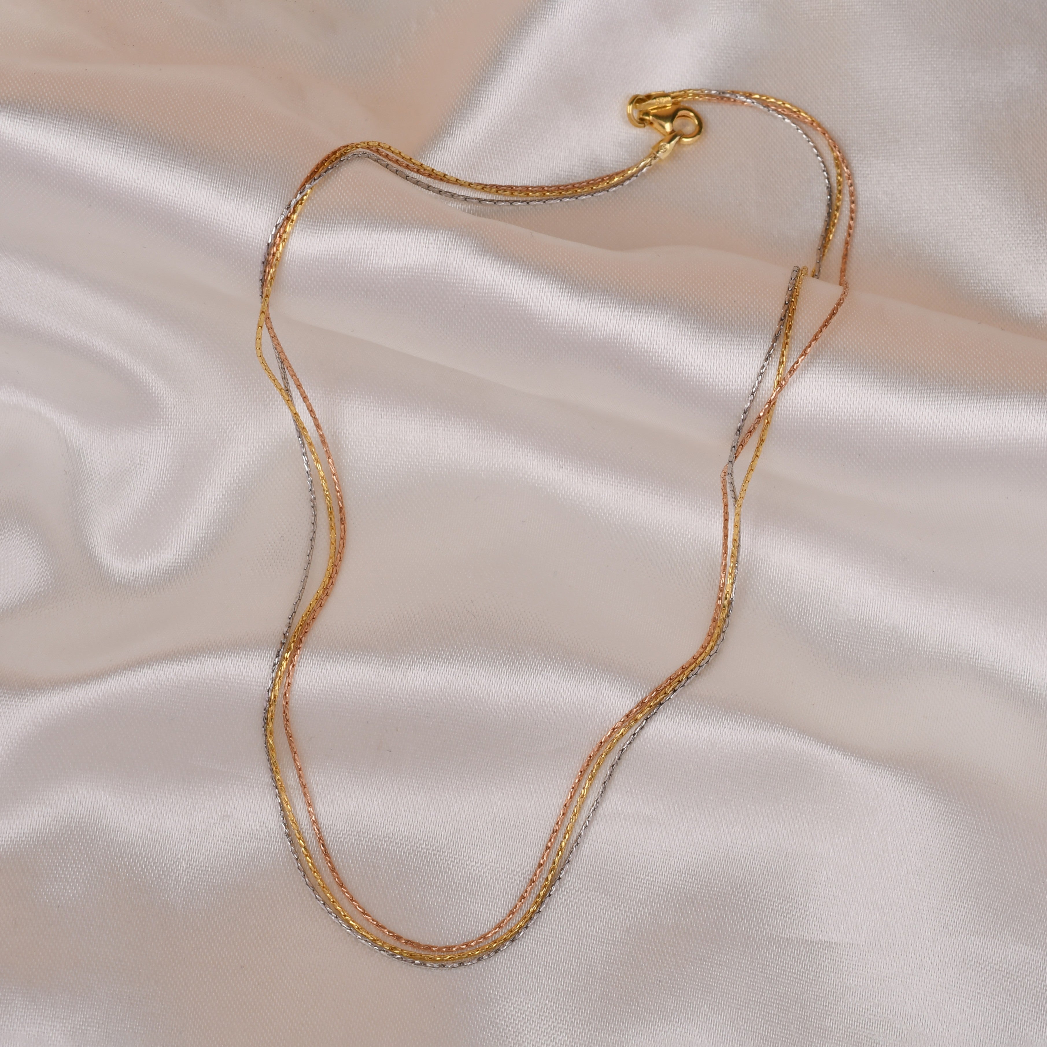 3 Line Triple Tone 925 Silver Chain
